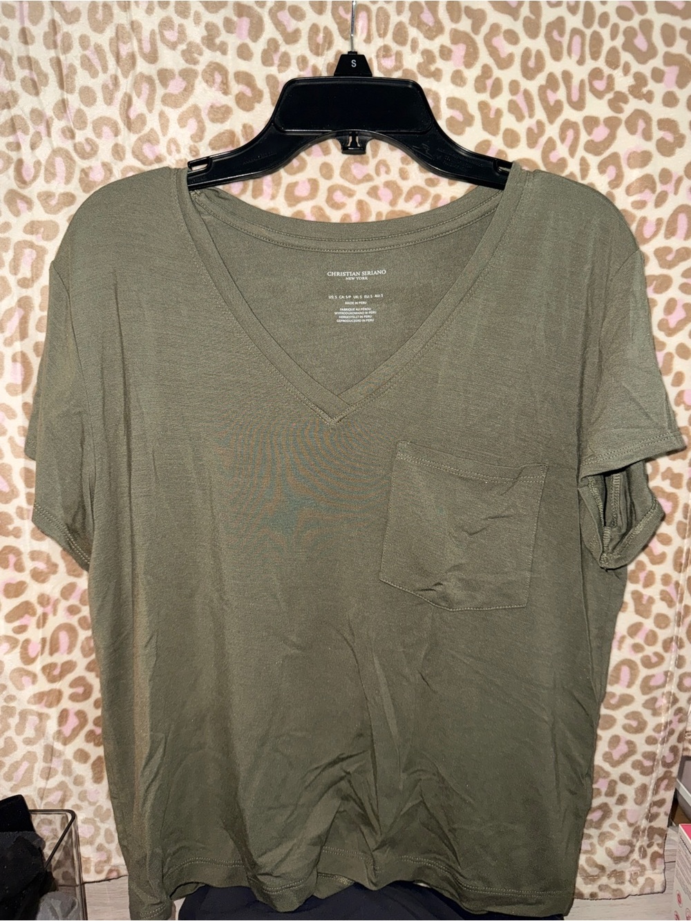 Christian Siriano Olive Green V-Neck